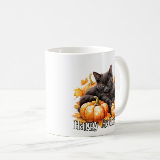 Mug Adorable Chat Kitty Noir Napping (Devant droit)