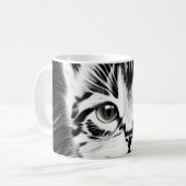 Mug Adorable chat noir blanc chaton voix cadeau (Devant gauche)