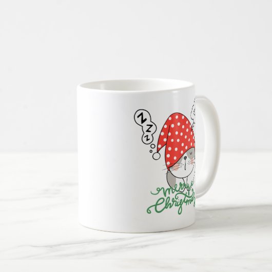 Mug Adorable chat s'endort en attendant Noël (Devant droit)