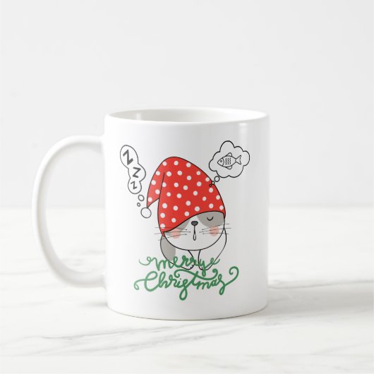 Mug Adorable chat s'endort en attendant Noël (Gauche)