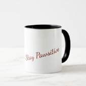 Mug Adorable chaton roux "Restez Pawsitive" Deux tons (Devant droit)