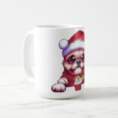 Mug Adorable chien de carlin avec Santa Hat (Devant gauche)