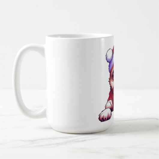 Mug Adorable chien de carlin avec Santa Hat (Gauche)