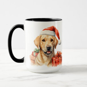 MUG ADORABLE CHIEN DE NOËL LABRADOR RETRIEVER JAUNE