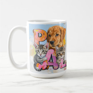 Mug Adorable Chien et Chats Curieux en Aquarelles PAL 