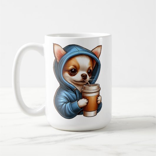Mug Adorable Chihuahua Boire du café de la Coupe (Gauche)