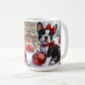 Mug adorable Chiot avec ornements de Noël (Devant droit)