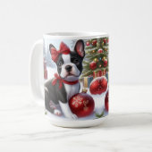 Mug adorable Chiot avec ornements de Noël (Devant gauche)