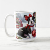 Mug adorable Chiot avec ornements de Noël (Gauche)