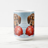 Mug Adorable Chiot Dachshund Jouant Avec Boule Rouge (Centre)