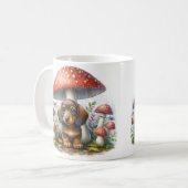 Mug Adorable Chiot Dachshund Sous Parapluie Champignon (Devant gauche)