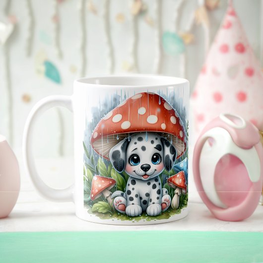 Mug adorable chiot dalmate sous parapluie champignon