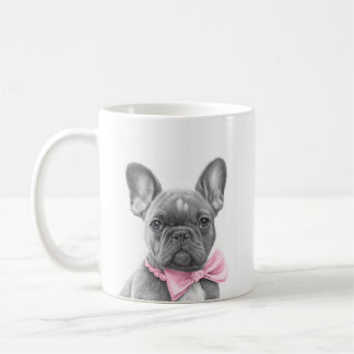 Mug Adorable chiot français bulldog avec un arc rose