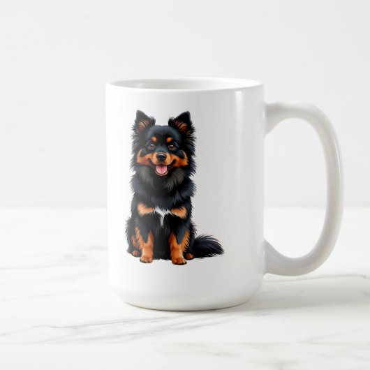 Mug Adorable chiot Pomeranian noir et feu (Droite)