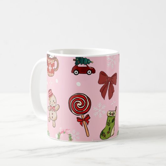 Mug Adorable Christmas Candy and Cocoa Pattern (Devant gauche)