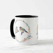 Mug Adorable Courbe fleurie de Couple de Bleu Est (Devant gauche)