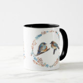 Mug Adorable Courbe fleurie de Couple de Bleu Est (Devant droit)