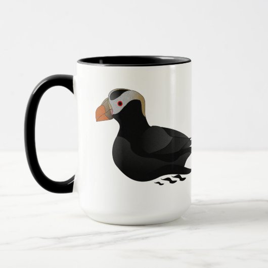 Mug Adorable Crested Puffin Cartoon Natation (Gauche)