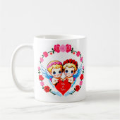Mug Adorable Cupid Angels Holding Heart (Gauche)