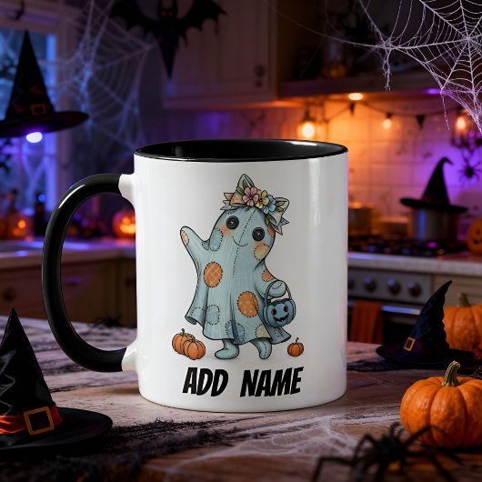 Mug Adorable Fantôme Patchwork Avec Halloween Citrouil