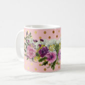 Mug Adorable Faux Gold Pois Aquarelle Flowers (Devant gauche)
