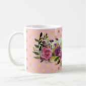 Mug Adorable Faux Gold Pois Aquarelle Flowers (Gauche)