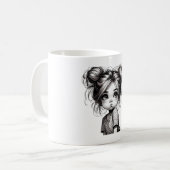 Mug Adorable Fille de Noël avec chatte - Idée cadeau m (Devant gauche)