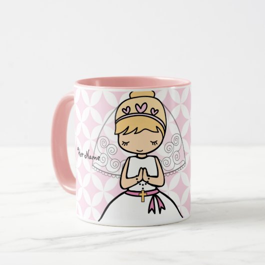 Mug Adorable First Holy Communion blonde nom de fille (Devant gauche)