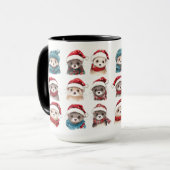 Mug Adorable furets en Casquette de Noël (Devant gauche)