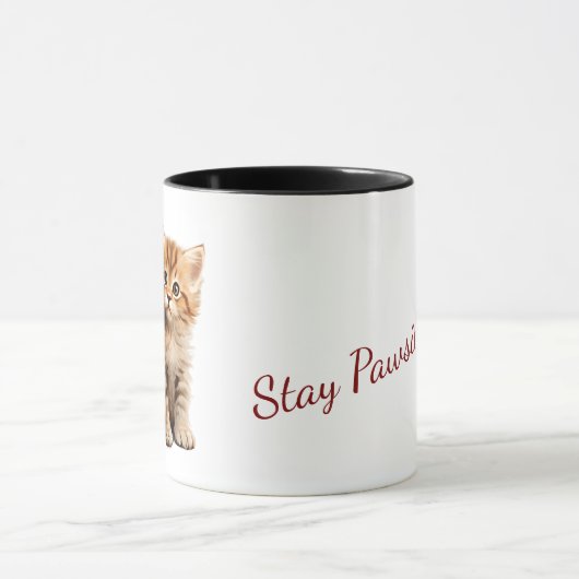 Mug ​Adorable Ginger Kitten "Stay Pawsitive" Two-Tone  (Centre)