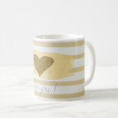 Mug Adorable Gold Parties scintillant Coeurs Stripes-J (Devant droit)