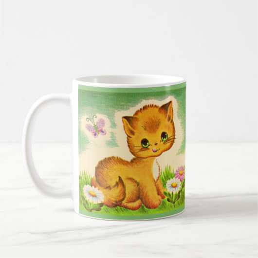Mug adorable imprimé de chaton aux yeux verts (Gauche)