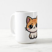 Mug Adorable Kawaii Ginger Cat Illustration (Devant gauche)