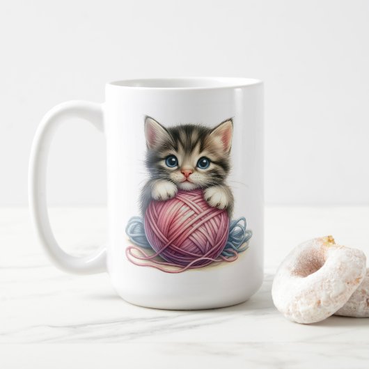 Mug Adorable Kitten avec Boule de Fer Cute Chat (Avec donut)