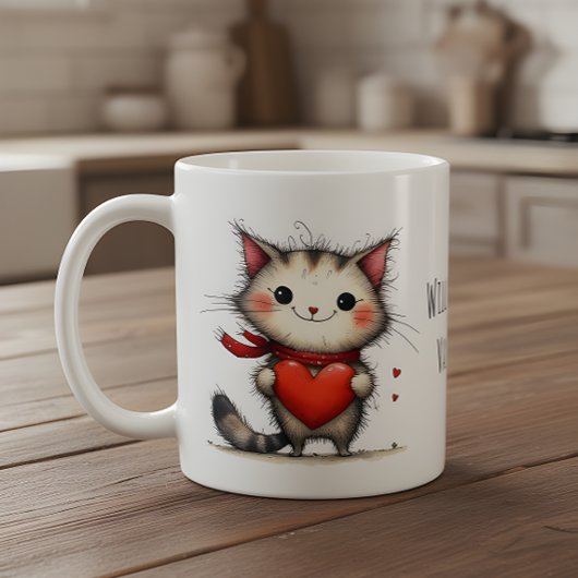 Mug Adorable Kitty Cat Will You Be My Valentine?