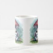 Mug adorable lapin de bébé sous parapluie de champigno (Centre)