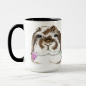 Mug Adorable lapin flop américain avec tulipe rose (Gauche)