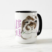 Mug Adorable lapin flop américain avec tulipe rose (Devant droit)