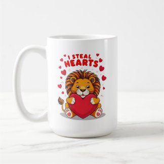 Mug "Adorable Lion 'I Steal Hearts' Cadeau de Valentin