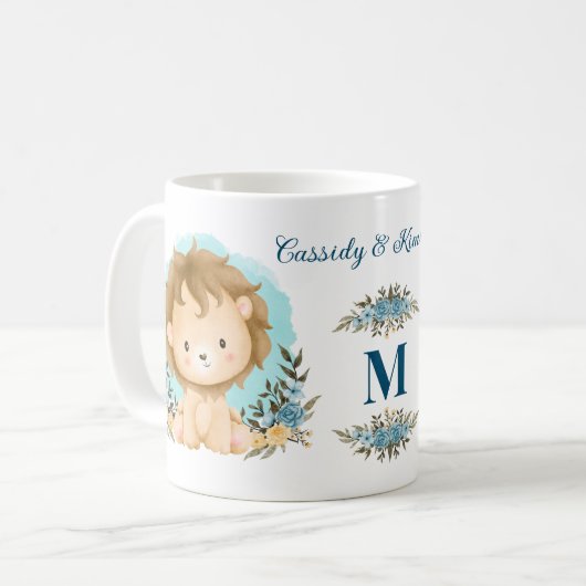 Mug Adorable Lions Mr. & Mme Monogramme personnalisé (Devant gauche)