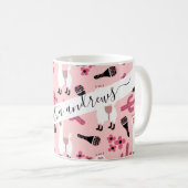 Mug Adorable Llama Maraca Cactus blanc rose floral (Devant droit)
