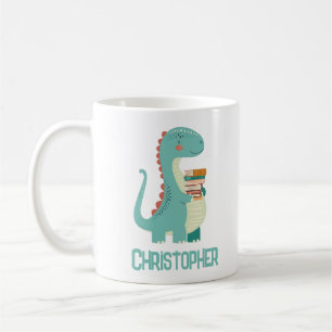 Mug Adorable Louveur De Livre Dinosaure Avec Nom Enfan