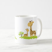 Mug Adorable maman & bébé Giraffe Vert & Jaune (Devant droit)