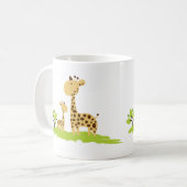 Mug Adorable maman & bébé Giraffe Vert & Jaune (Devant gauche)
