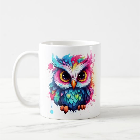 Mug adorable, mignonne chouette aquarelle imprimer tas (Gauche)