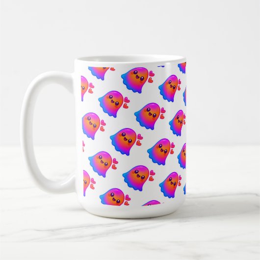 Mug Adorable Neon Kawaii Ghost avec Gradient et (Gauche)
