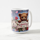 Mug Adorable ours en peluche avec Roses (Devant droit)