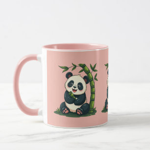 Mug Adorable panda qui enlace du bambou, illustration
