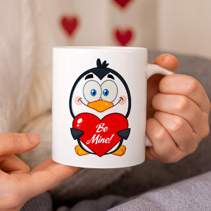 Mug Adorable Penguin Holding Be Mine Heart