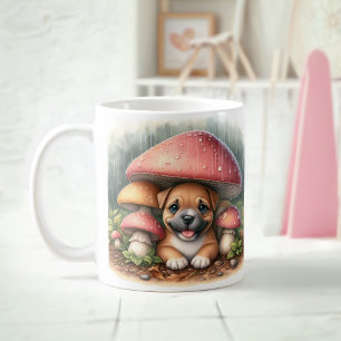 Mug Adorable Personnel Chiot Sous Un Parapluie De Cham